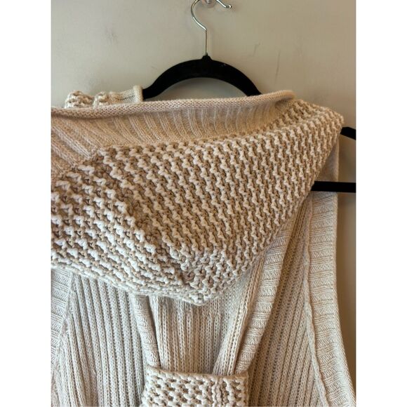 Free People Longline Hooded Sweater Vest Sz L Boho, Neutral, lagenlook - Picture 4 of 9